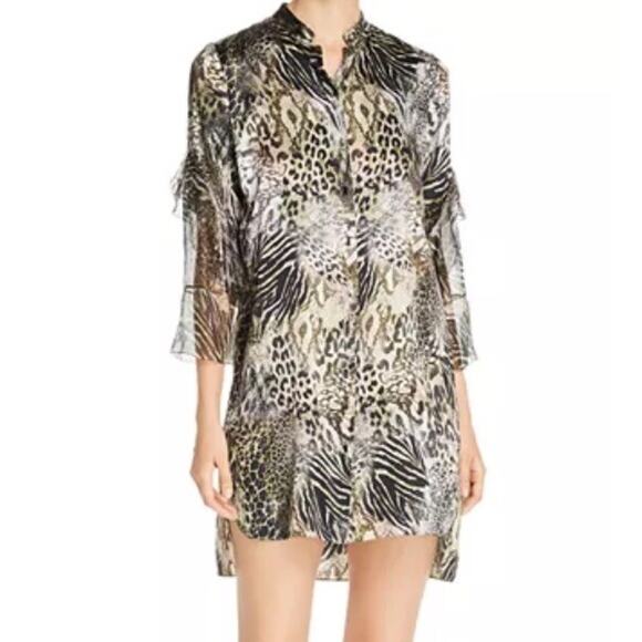 Elie Tahari Dresses & Skirts - ELIE TAHARI Women's Size Medium Snap Front Sawyer Silk Animal Print Dress